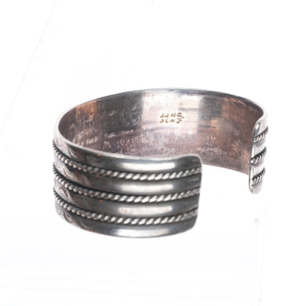 6.6" vintage Navajo sterling silver stacked/twisted wire stamped cuff bracelet