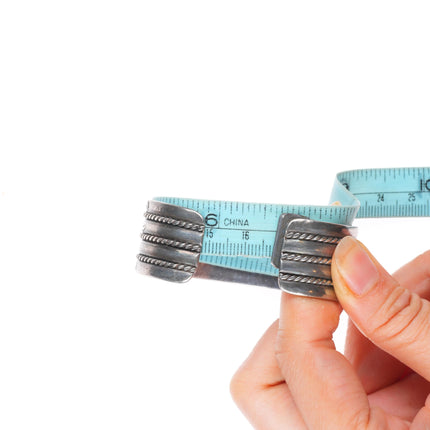 6.6" vintage Navajo sterling silver stacked/twisted wire stamped cuff bracelet