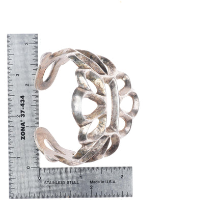 6.6" vintage Navajo sterling silver huge cast cuff bracelet