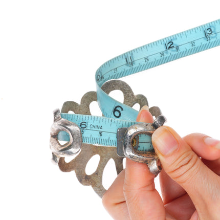 6.6" vintage Navajo sterling silver huge cast cuff bracelet