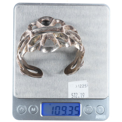 6.6" vintage Navajo sterling silver huge cast cuff bracelet