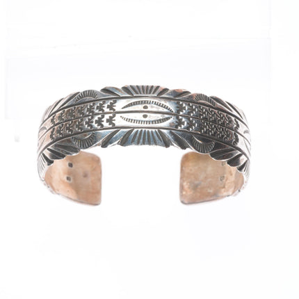 6.6" vintage Navajo sterling silver SS hand stamped cuff bracelet