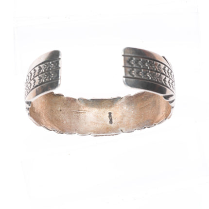 6.6" vintage Navajo sterling silver SS hand stamped cuff bracelet