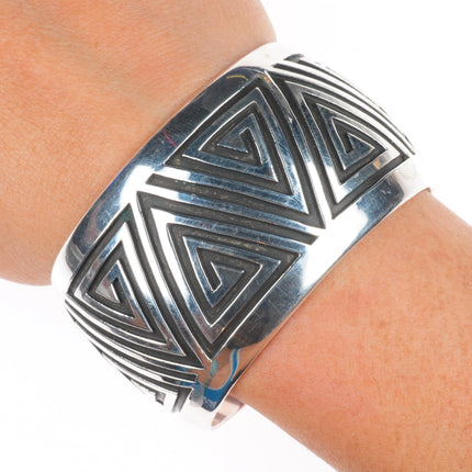 6.3" Vintage Rosco Scott Navajo sterling silver domed cuff bracelet