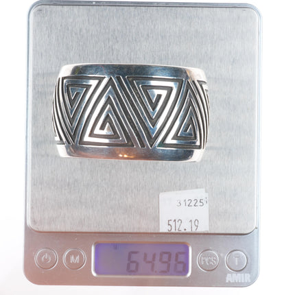 6.3" Vintage Rosco Scott Navajo sterling silver domed cuff bracelet