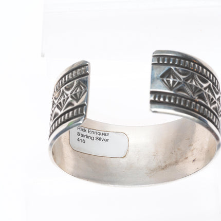 6.5" Freddie Maloney Navajo deep stamped sterling silver heavy cuff bracelet