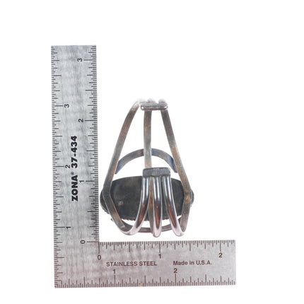 6" Vintage Navajo sterling silver petrified wood cuff bracelet