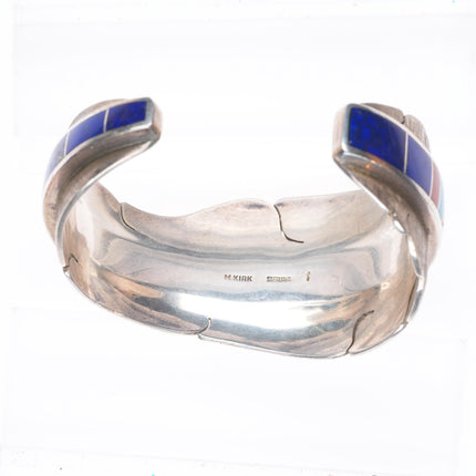 6.1" Michael Kirk Isleta sterling silver lapis/coral/turquoise cuff bracelet