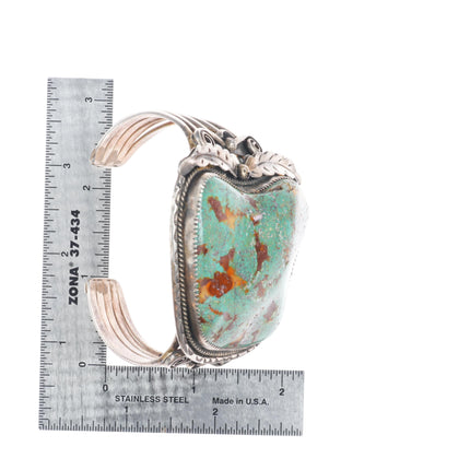 7" Huge Michael Mendoza Navajo Nevada Turquoise sterling silver cuff bracelet