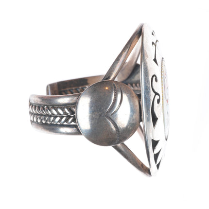 6" Mary Morgan Navajo sterling silver intarsia shell inlay cuff bracelet