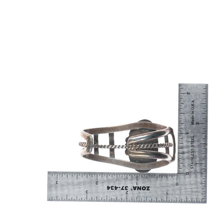 6" Vintage Navajo sterling silver Kingman turquoise twisted wire cuff bracelet