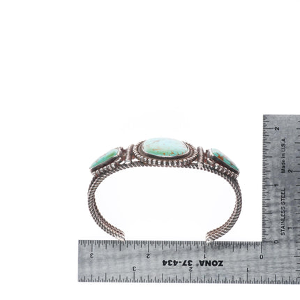 c1930's Navajo sterling silver twisted ingot silver cuff bracelet nice turquoise