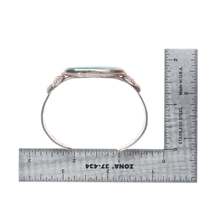 6.1" 30's-40's Navajo Gem Silica sterling silver stamped cuff bracelet