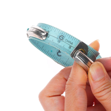 6.4" Tom David Navajo sterling silver channel inlay cuff bracelet web turquoise