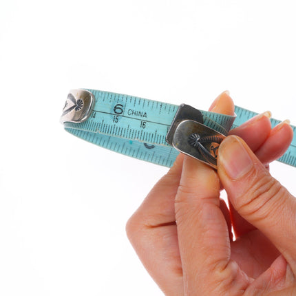 6.6" Robert Chee Navajo deep stamped sterling silver cuff bracelet w/turquoise