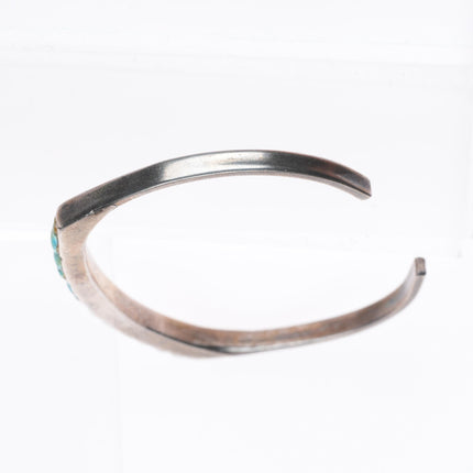 6.2" 40's-50's Zuni carved #8 turquoise sterling silver slim stacker cuff bracelet