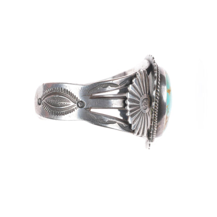 6.75" Chunky c1940's Navajo sterling silver cuff bracelet large turquoise