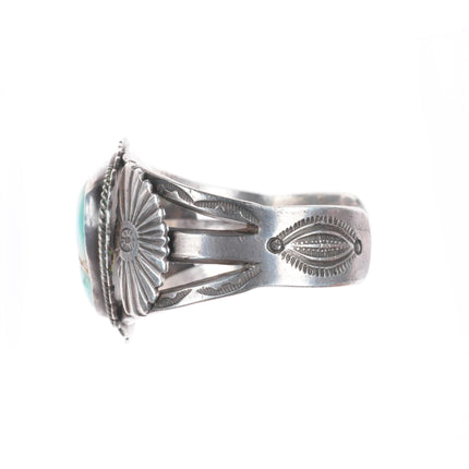 6.75" Chunky c1940's Navajo sterling silver cuff bracelet large turquoise