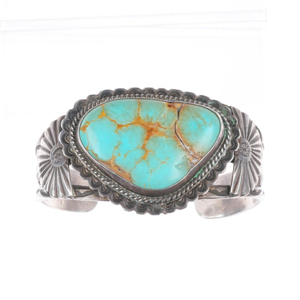6.75" Chunky c1940's Navajo sterling silver cuff bracelet large turquoise