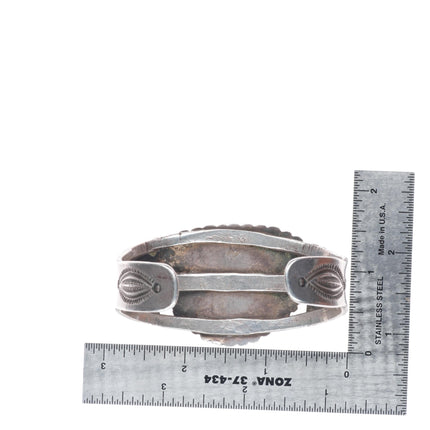 6.75" Chunky c1940's Navajo sterling silver cuff bracelet large turquoise