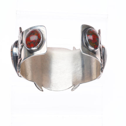 6.7" Victoria Masse Stoll southwestern sterling silver agate/jasper cuff bracelet
