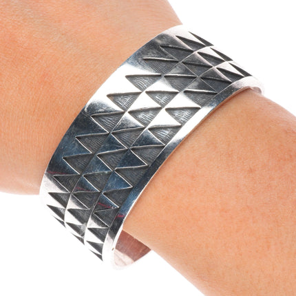 6.75" Clement Honie Hopi Overlay cuff bracelet sterling silver