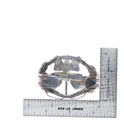 6.4" 1940's Vintage Zuni intarsia inlay sterling silver butterfly cuff bracelet