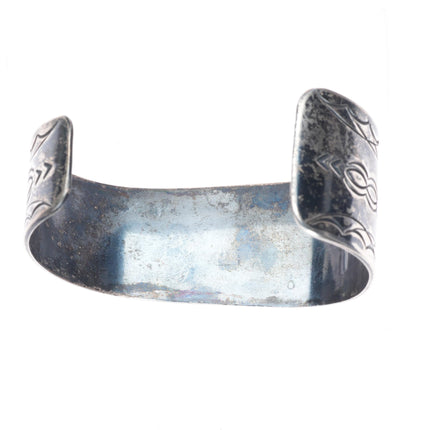 7" c1950's Heavy Spiderweb Bisbee Turquoise Navajo sterling silver cuff bracelet