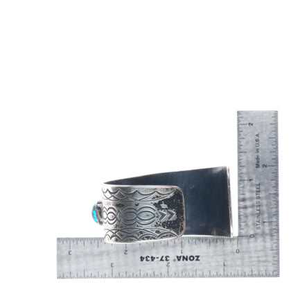 7" c1950's Heavy Spiderweb Bisbee Turquoise Navajo sterling silver cuff bracelet