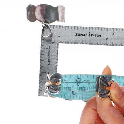 6.5" Marc Antia Apache 14k gold/sterling silver cuff bracelet/pendant