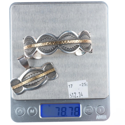 6.5" Marc Antia Apache 14k gold/sterling silver cuff bracelet/pendant