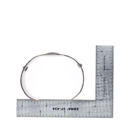 6.6" Vintage Navajo heavy stamped/repousse  sterling silver wide cuff bracelet