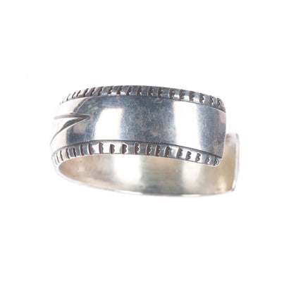 6.7" Vintage Navajo sterling silver hammered/chiseled domed cuff bracelet