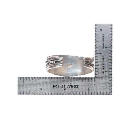 5" Vintage Navajo sterling silver Child's turquoise row cuff bracelet