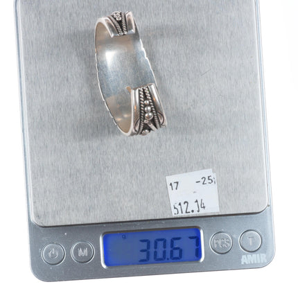 5" Vintage Navajo sterling silver Child's turquoise row cuff bracelet