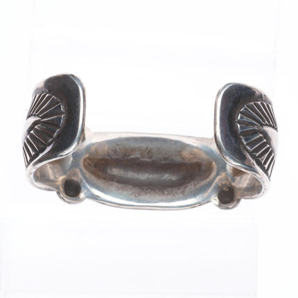 7" Vintage Navajo chiseled sterling silver repousse cuff bracelet