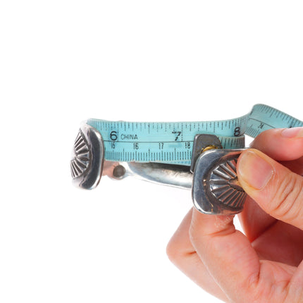 7" Vintage Navajo chiseled sterling silver repousse cuff bracelet