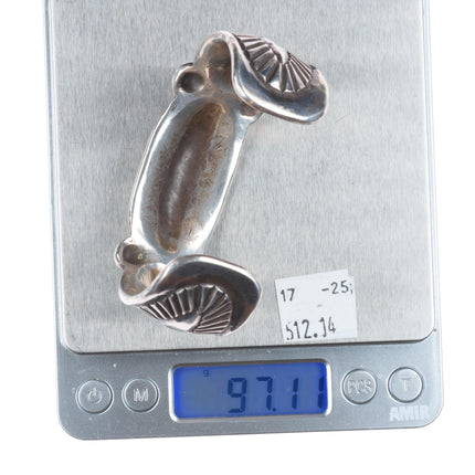 7" Vintage Navajo chiseled sterling silver repousse cuff bracelet