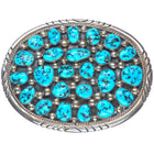 Big Vintage Tommy Moore Navajo sterling silver turquoise cluster belt buckle