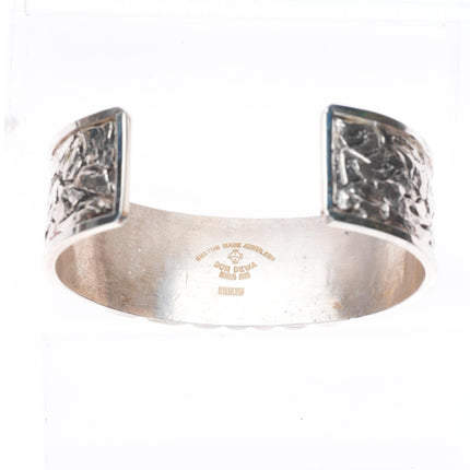 6.5" Don Dewa Zuni sterling silver sunface/bear inlay cuff bracelet turquoise