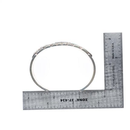 6.5" Don Dewa Zuni sterling silver sunface/bear inlay cuff bracelet turquoise