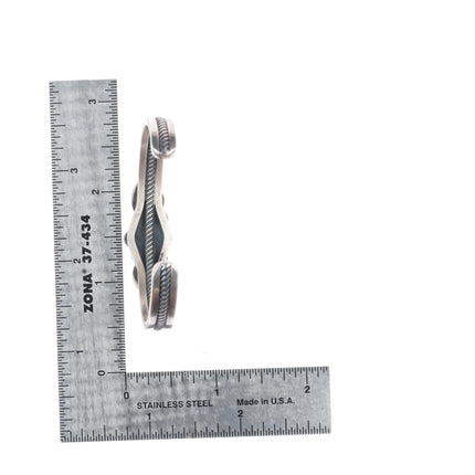 5.75" Vintage B Navajo sterling silver Royston turquoise cuff bracelet 3 stone