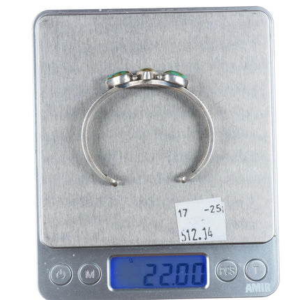 5.75" Vintage B Navajo sterling silver Royston turquoise cuff bracelet 3 stone