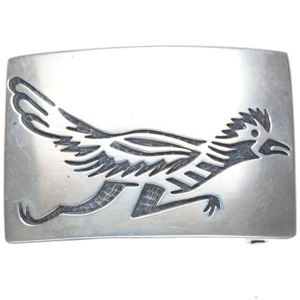 Vintage Karen Dale Navajo sterling silver roadrunner belt buckle