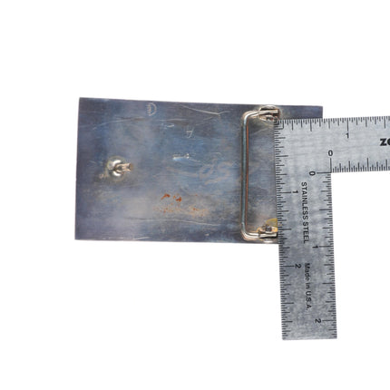 Vintage Navajo sterling silver deer overlay belt buckle