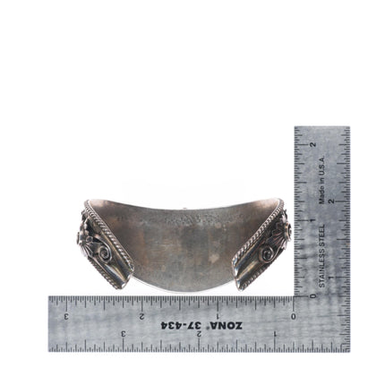 6.4" Vintage Navajo sterling silver curved watch cuff bracelet c1980's