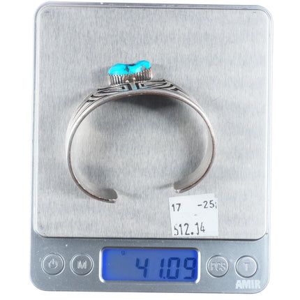 6.5" James Toadlena Navajo sterling silver turquoise modernist cuff bracelet