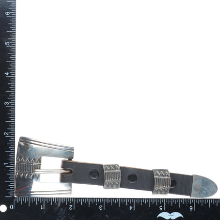 Harold Joe Navajo sterling silver 3/4" ranger belt buckle set