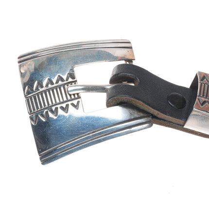 Harold Joe Navajo sterling silver 3/4" ranger belt buckle set