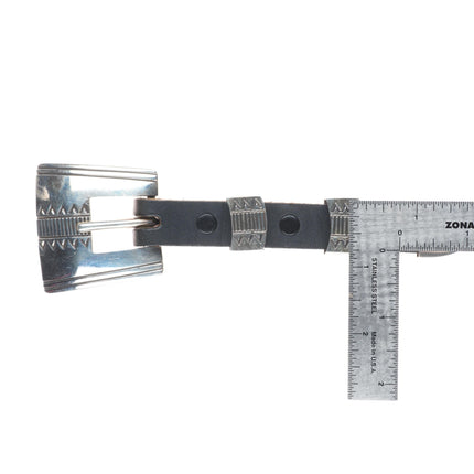 Harold Joe Navajo sterling silver 3/4" ranger belt buckle set